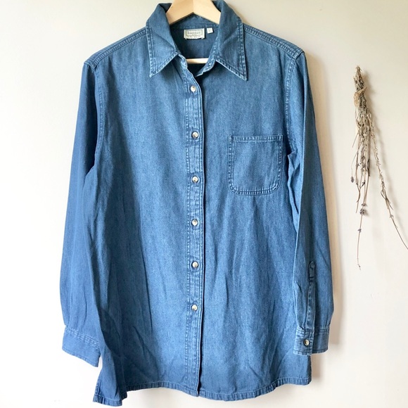 Haggar Tops - Denim Button-down Long Sleeve Top